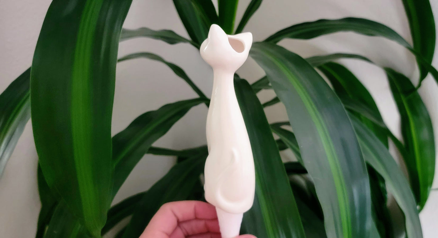 Tall White Cat Plant Watering Spike