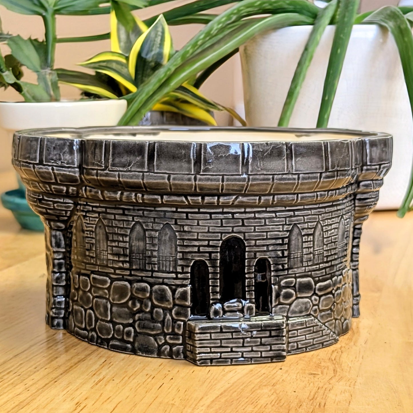 Ceramic Castle Plant Pot - 7.5 x 6 Inch Round Turret Planter - Handmade Pottery for Plant Lovers - Unique Fairy Garden Decor