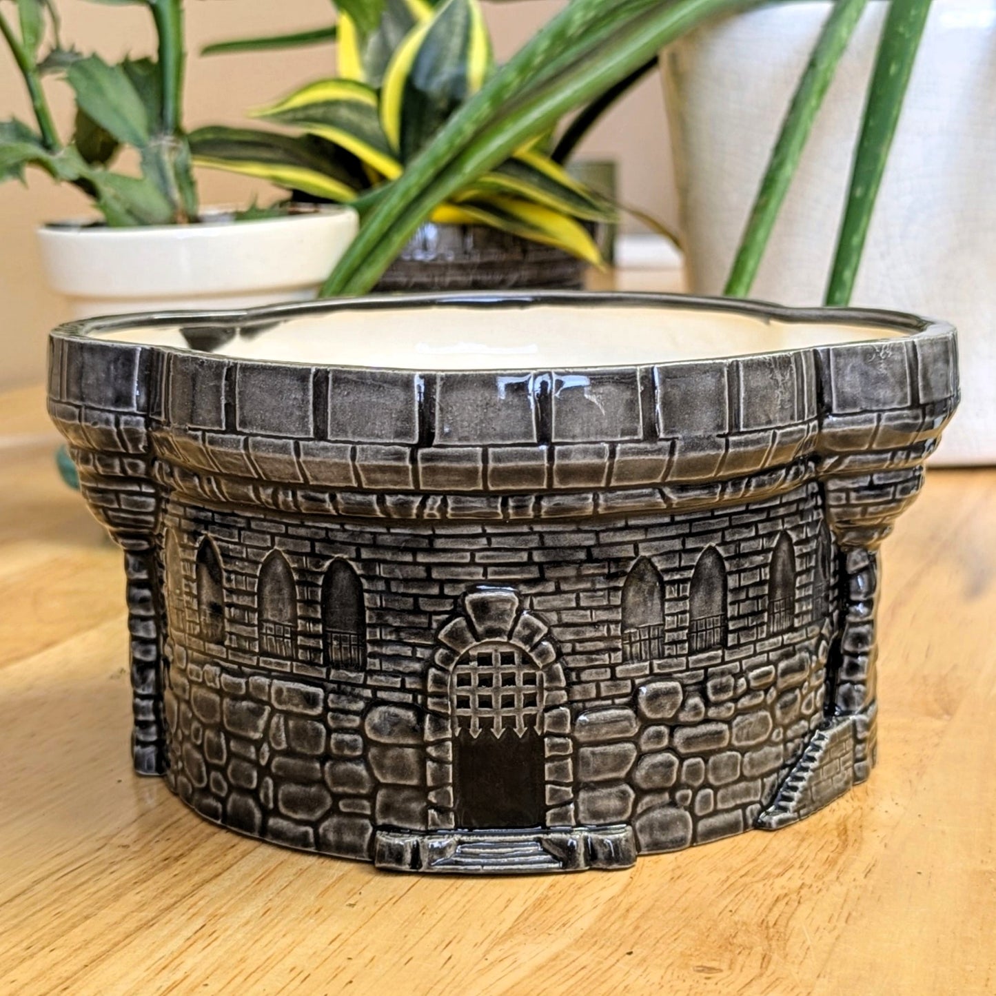 Ceramic Castle Plant Pot - 7.5 x 6 Inch Round Turret Planter - Handmade Pottery for Plant Lovers - Unique Fairy Garden Decor