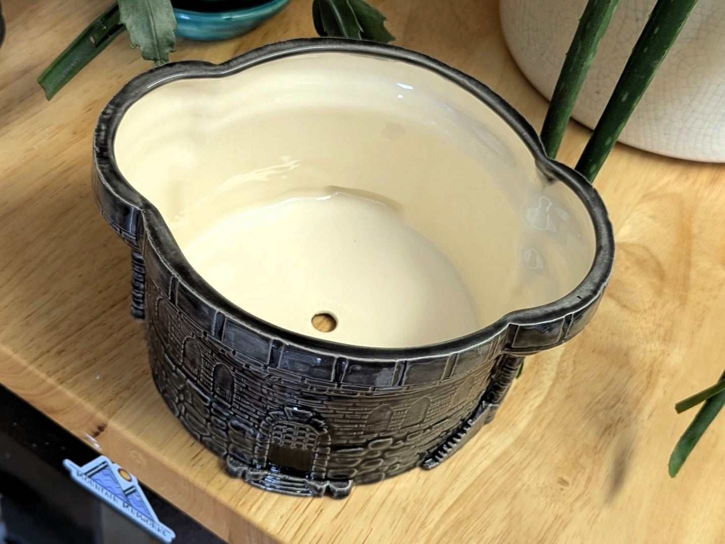 Ceramic Castle Plant Pot - 7.5 x 6 Inch Round Turret Planter - Handmade Pottery for Plant Lovers - Unique Fairy Garden Decor