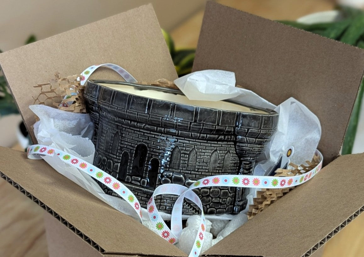 Ceramic Castle Plant Pot - 7.5 x 6 Inch Round Turret Planter - Handmade Pottery for Plant Lovers - Unique Fairy Garden Decor