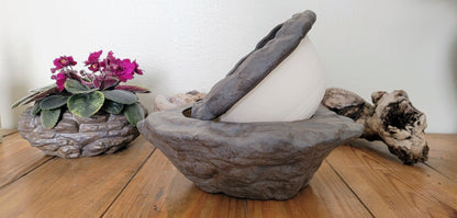 Large Natural Stone Self Watering / African Violet Pot