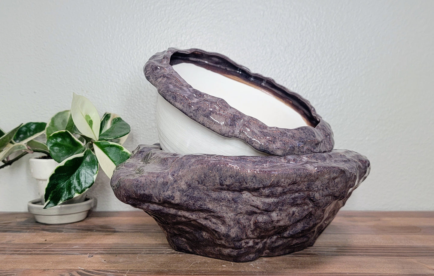 Large Natural Stone Self Watering / African Violet Pot