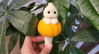 Ghost Pumpkin Halloween Ceramic Watering Spike - Plant Tender - Ease Plant Care - Self Watering - Watering Globe - Houseplant Decor - Garden