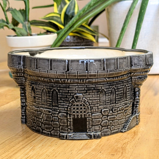 Ceramic Castle Plant Pot - 7.5 x 6 Inch Round Turret Planter - Handmade Pottery for Plant Lovers - Unique Fairy Garden Decor