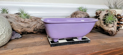 Medium Ceramic Bathtub Planter with Tile Floor Water Catch