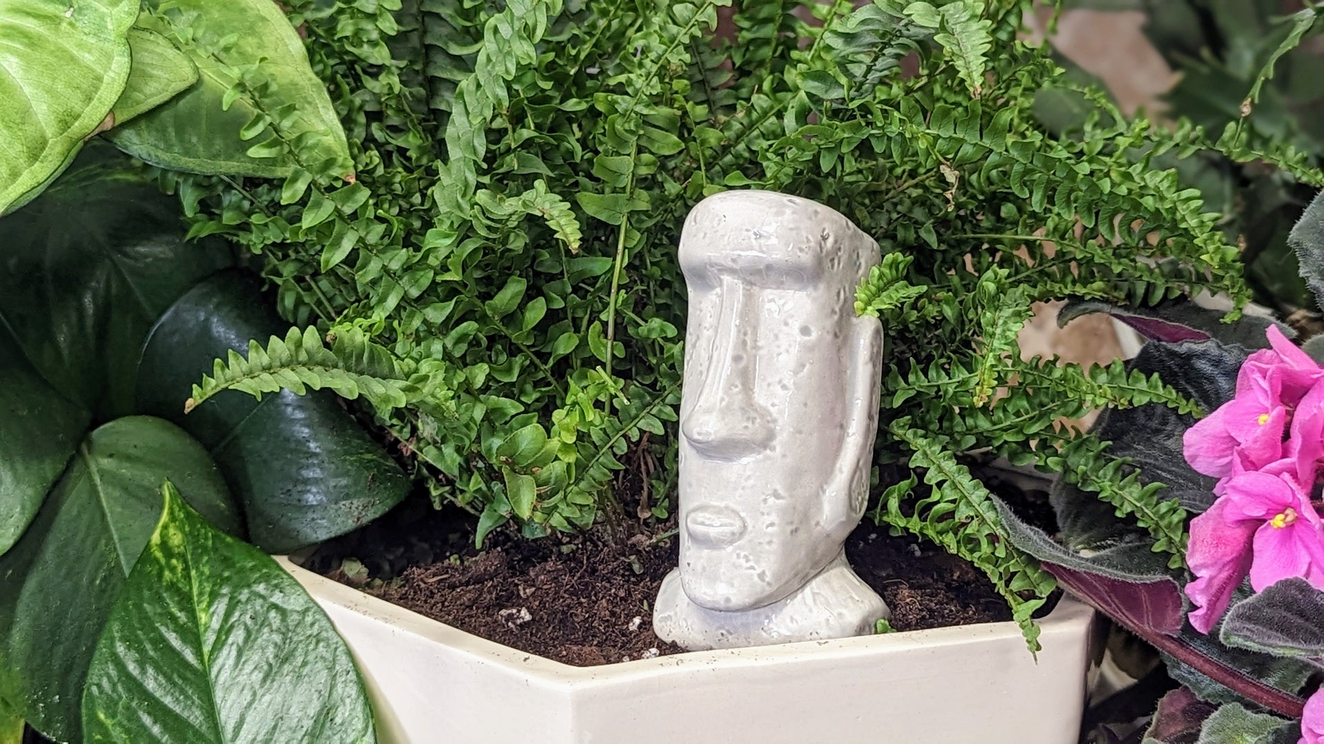 easter island plant pot Easter Island Stone Moai Watering Spike